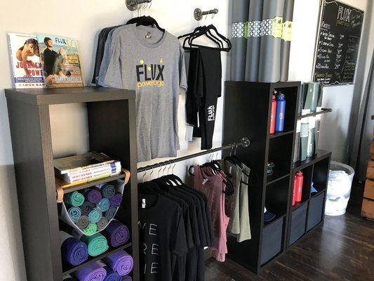 All the gear you cannot get anywhere else. Premium may brands B mat, Manduka, Mantra, towels, books, leggings and more!