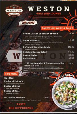 Sandwiches, Wraps, Salads and Kids Menu