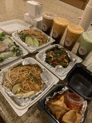 Pad Thai Fresh Spring Rolls Yellow Curry Fried Rice Pad Prik King Crab Rangoons Green Milk Tea Thai Milk Tea Thai Coffee