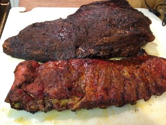 Nice Brisket and a good caramelized rub on the St. Louis Ribs