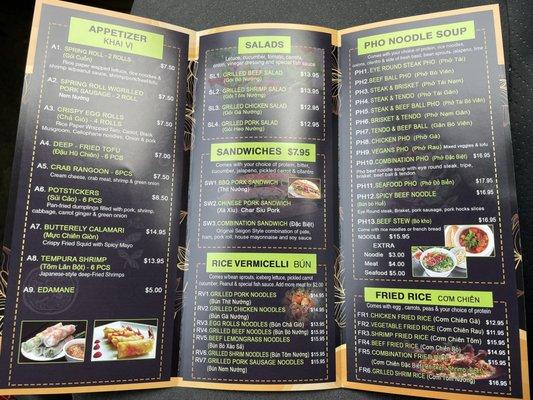 Menu (Chinese food also available online, the owners said the designer missed adding that section)