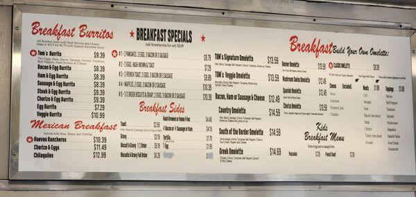 Breakfast Menu
 as of Feb 2024