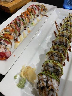 Rainbow roll and dragon roll