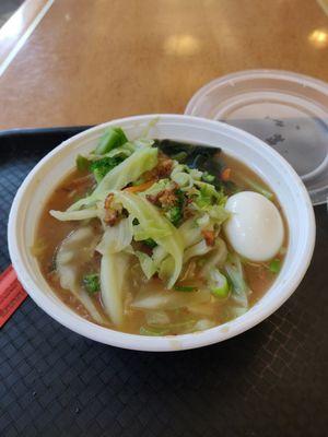 Vegetable ramen with a soft boiled egg