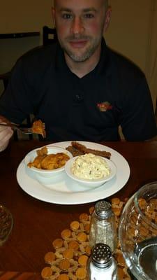 Meatloaf,  Yams & Potato salad.   Must try