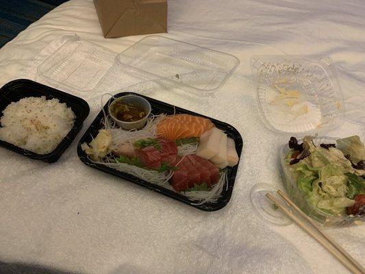 Takeout sashimi dinner