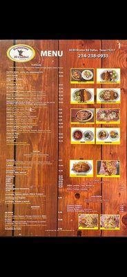 Full page of menu