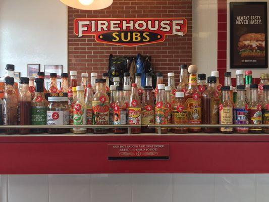 Hot sauce bar.