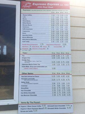 MENU as of 7/30/18