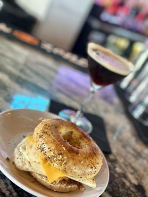 Breakfast bagel and espresso martini!