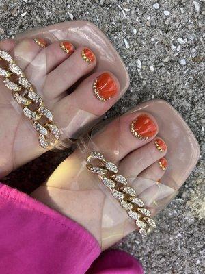 Gel pedicure + rhinestones