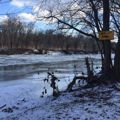 Canoe Exit.  Little Miami frozen over.