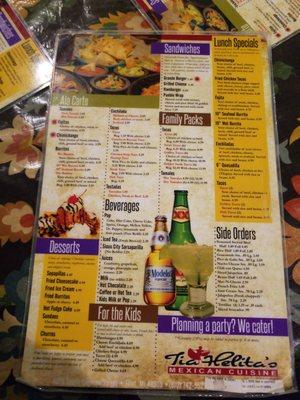 One side of menu.