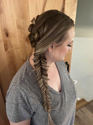 Special event hair , fishtail braid