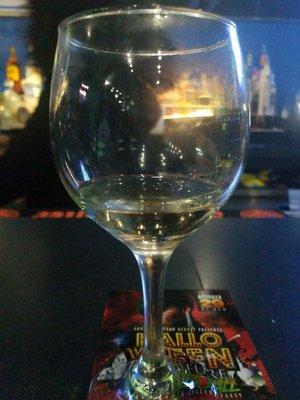 Chardonnay. $5. Only drink served in a glass here