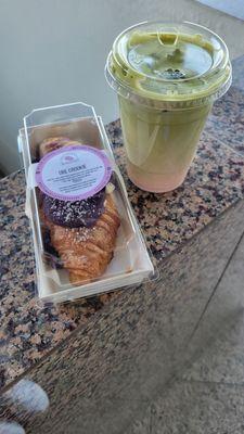 Rose lavender matcha with the ube crookie