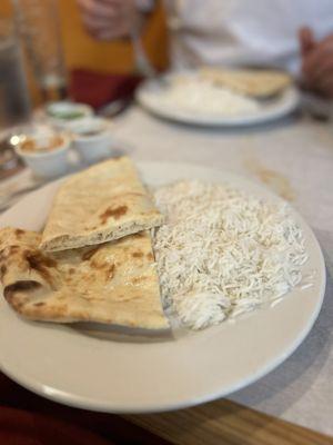 Butter Naan & basmati rice served with each curry