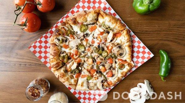 Creamy Chicken Pizza with Jalapeños