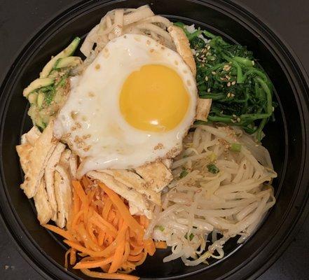 From the top! My beautiful Tofu Bibim Bowl Lunch to go!