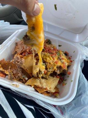 Carne asada nachos ..