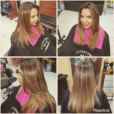 Oil treatment ,haircut  and blow dry Yesterday done by damaris.