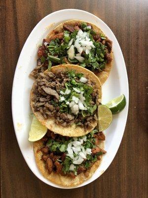 Asado and Pastor tacos