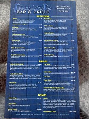 Menu front