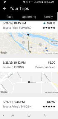 This is uber app shows it charged, but venmo shows more.