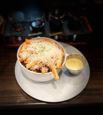 Truffle fries  paired with a wine flight