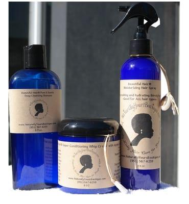 Beautiful Hair Products "Trio" 
 * Pure & Gentle Deep Cleansing Shampoo
 * Super Conditioning Whip Creme w/ Jojoba & Lanolin
 * Hair Spray