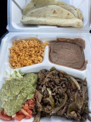 Beef steak fajitas plate (spicy) Very good