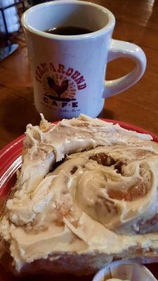 Cinnamon roll and great coffee