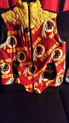 REDESIGNED OLD JACKET  IN REDSKIN MATERIAL.