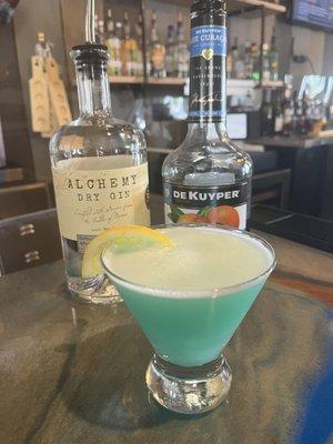 Our Spring Rain cocktail using Maine Alchemy Dry Gin!