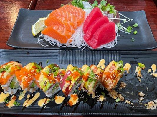 Shashimi 10 pc & Tropical Roll