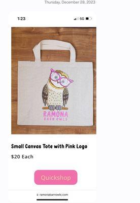 Pink canvas tote