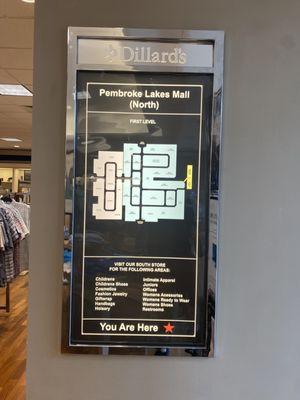 Directory map, Dillard's Men & Home Pembroke Lakes Mall