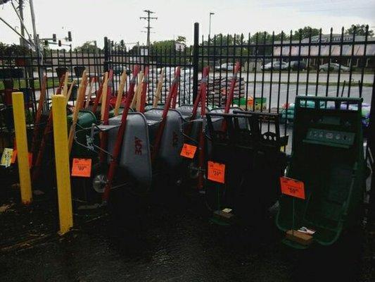 Wheelbarrows at Cotton's Ace Hardware.