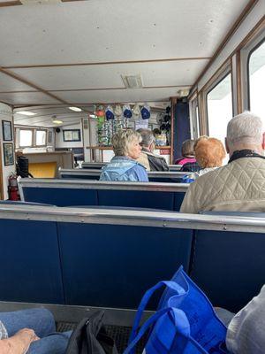 Inside our tour boat