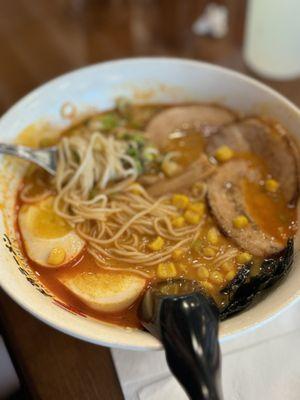 spicy Miso Soup with egg and pork