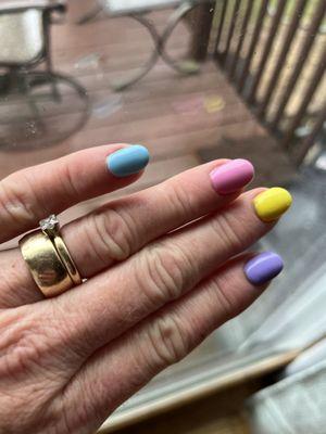 I wanted Easter Egg nails and Henry hit it out of the park.  So many people have commented about my nails!!  Makes me so happy!!!