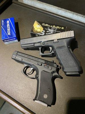 My 9mm CZ75 Compact and Glock 20 10mm.