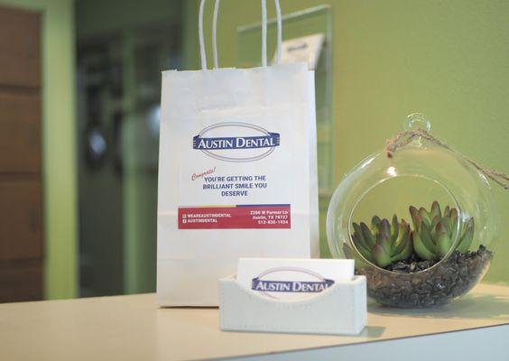 Patient care bags. Austin Dental - 2206 W Parmer Lane, Austin TX 78727