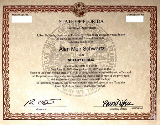 Certified by the state of Florida.