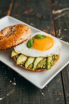 Pesto Egg Avocado Bagel