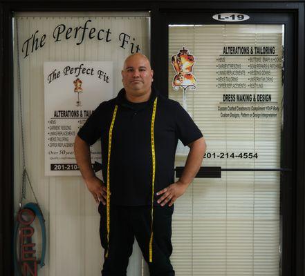 Hi! That's me, Brian, your master tailor, and the store front of The Perfect Fit.