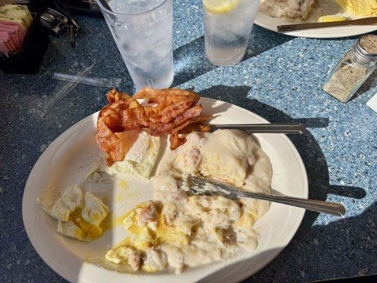 The Biscuit special, picture midway through my devouring this delicious food.