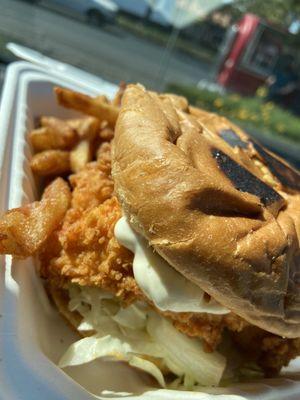 Regular Fried Chicken sandwich with fries