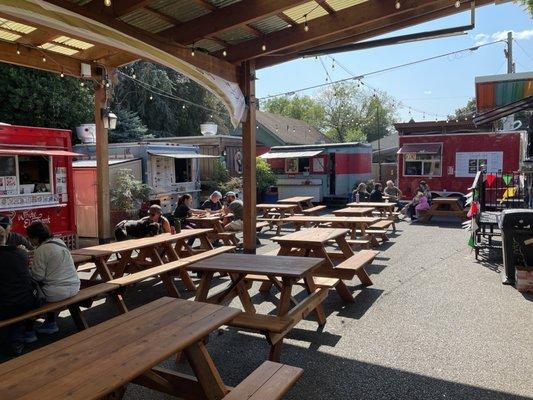 Prost Marketplace food truck pod (Summer 2024) with about a dozen choices.