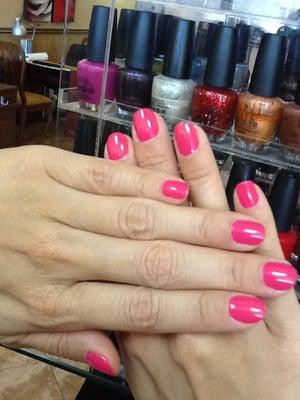 OPI nail lacquer: That's Hot! Pink.